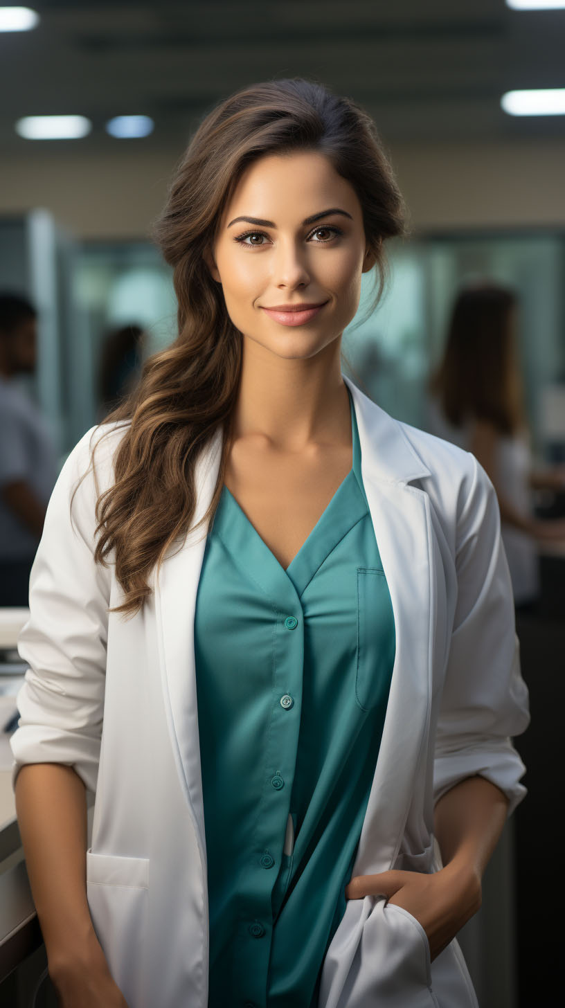 female-doctor-in-blue-and-white-dress